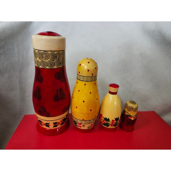 Vintage Lot 5 Russian Nesting Dolls Man Beard Unique Shaped Floral - Picture 2 of 13